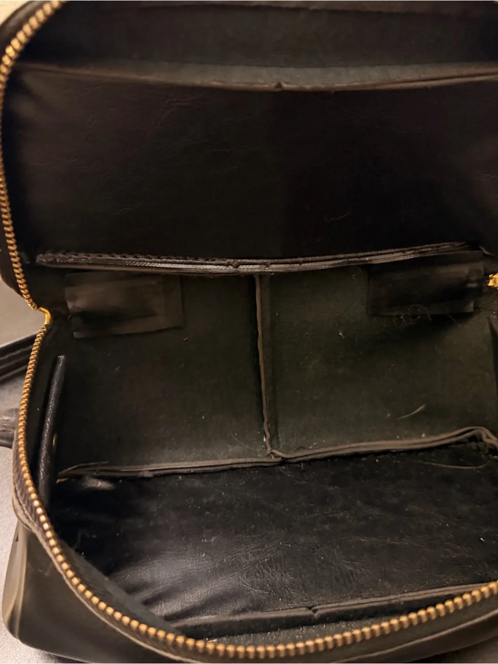 Vintage Kodak Black Leather Belt Bag with Gold Hardware